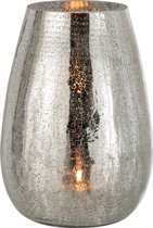 J-Line Windlicht Eivorm Craquele Glas Zilver Large