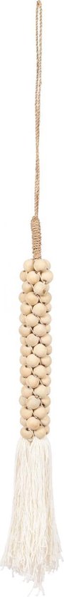 De Wooden Beads met Katoen Hangdecoratie - Wit