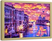 Foto in frame , Kanaal in Venetië ,70x100cm , Multikleur , wanddecoratie