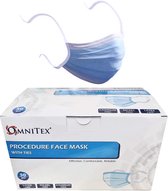 Omnitex Type IIR wegwerp medische mondkapjes met lang koord | EN14683:2019 | 98% filtratie, vloeistofbestendig chirurgisch mondmaskers 2R - 3 laags masker - 50 stuks