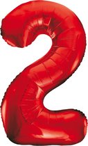 Wefiesta - Folieballon Cijfer 2 Rood - 86 cm