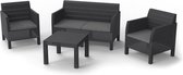 MaxxGarden Matilde Rattan Loungeset - 4 Personen - Wicker antraciet