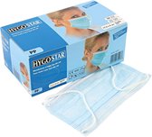Hygostar gecertificeerd chirurgisch wegwerp mondmasker medisch Type IIR mondkapje 3-laags blauw 50 stuks met oorelastiek