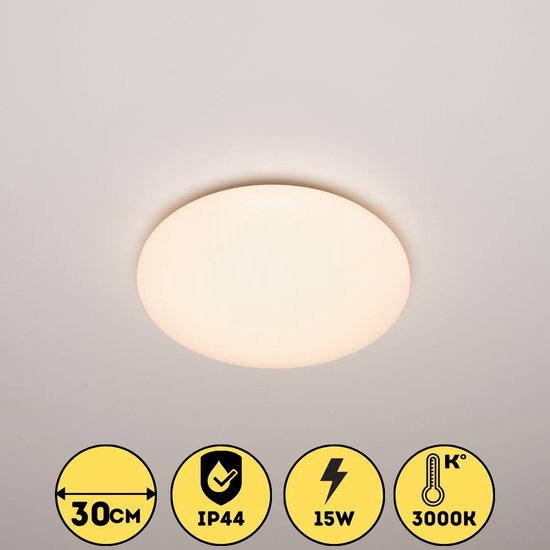 Proventa LED badkamerlamp - ⌀ 30 cm - Plafonnière voor wand & plafond -  Neutraal wit | bol.com