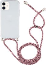 Apple iPhone 12 Mini Hoesje - Mobigear - Lanyard Serie - TPU Hoesje met koord - Transparant / Paars - Hoesje Geschikt Voor Apple iPhone 12 Mini