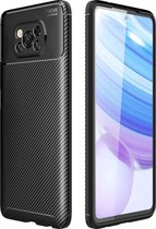 Mobigear Hoesje geschikt voor POCO X3 Telefoonhoesje Flexibel TPU | Mobigear Racing Backcover | X3 Case | Back Cover - Zwart