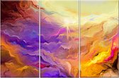 Moderne Kunst Kleur Abstract. 3 Panelen 150x100cm Origineel Olieverfschilderij Gedrukt Op 100% Katoenen Canvas. Uitgerekt Op Frame. Wandhanger Geïnstalleerd.
