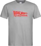 Grijs T shirt met Rood logo " Back To Normal " print size S