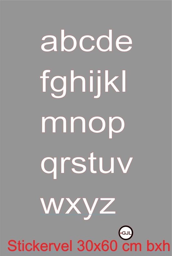 Letters a-z - 26 stuks Kleine alfabet  zelfklevende folie - Sticker - Hobby - Magazijnmarkering - Deuren - Kasten - Lade`s - Kliko - Brievenbus - Naamborden Kleur Wit
