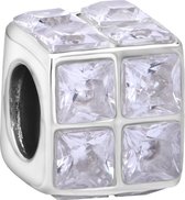 Quiges Charm Bead - Argent 925 - Cube Zirconia Bead Charm - Z241
