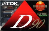 Audio Cassette Tape TDK D-90 normaal Position type I - Uiterst geschikt voor alle opnamedoeleinden / Sealed Blanco Cassettebandje / Cassettedeck