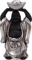 New Dutch Boeddha geluk en voorspoed - Kracht - polystone - zwart/zilver - 8cm