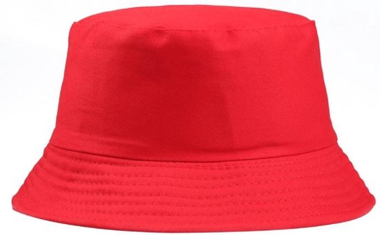 Bucket Hat - Vissershoedje - Festivalhoedje - Regenhoedje - Zonnehoedje - Hoed - Emmerhoed - Zon - Unisex - Rood