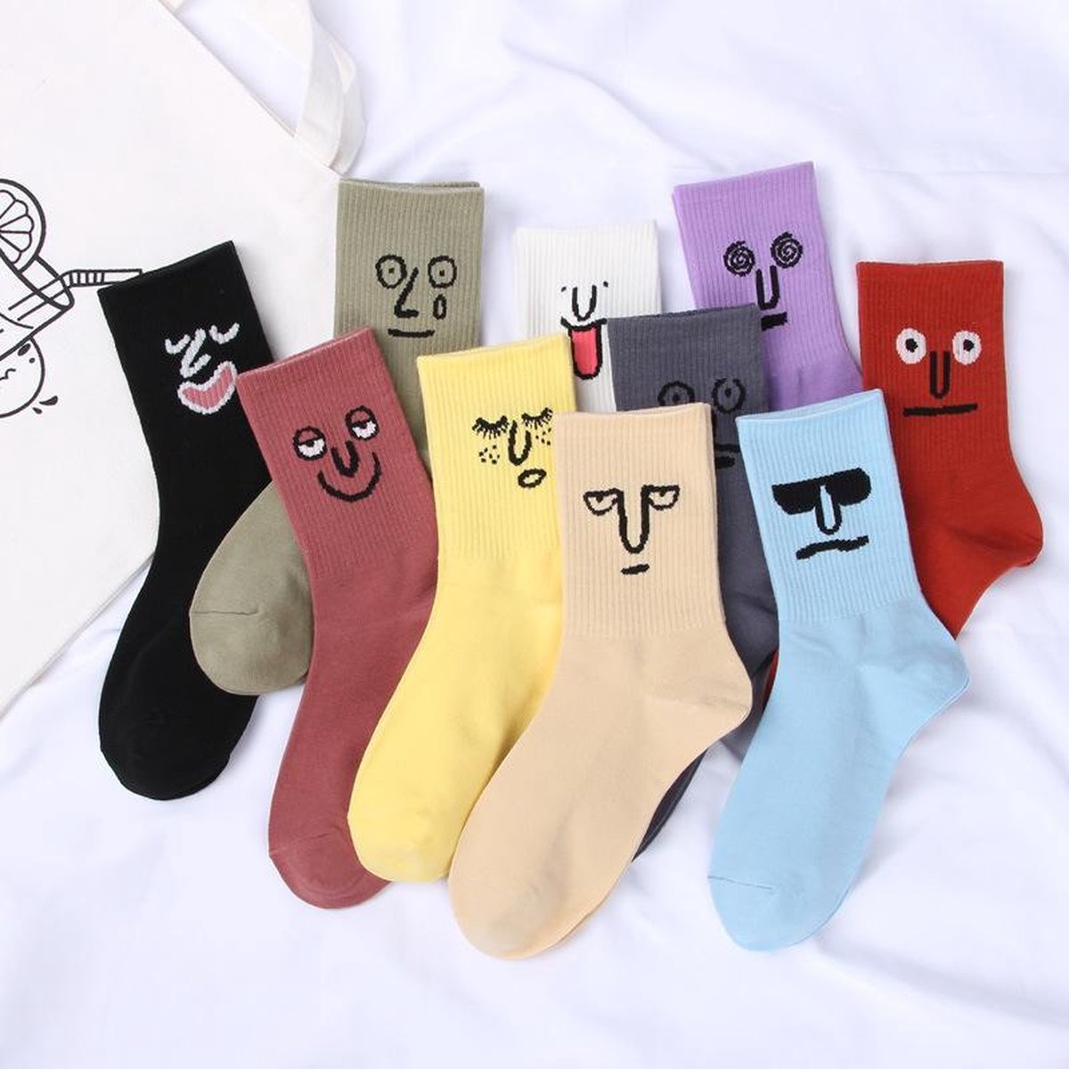 Smiling Socks® - 10 Paar Stoere sokken - Huissokken - Kleurvol - Verjaardagscadeau - Maat 35-43 - Leuke Sokken