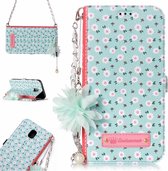 Voor Galaxy J3 (2017) (EU-versie) Daisy Flower Pattern Horizontal Flip Leather Case met houder & kaartsleuven & Pearl Flower Ornament & Chain