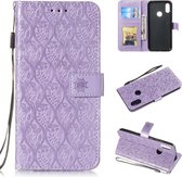 Geperst Printing Rattan Flower Pattern Horizontal Flip PU Leather Case for Huawei Y6 2019 / Honor 8A, with Holder & Card Slots & Wallet & Photo Frame (Purple)