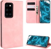 Voor Huawei P40 Pro Retro-skin Business magnetische zuignap Case met houder & kaartsleuven & portemonnee (roze)