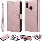 Voor Huawei Honor 10 Lite Effen kleur Horizontaal Flip beschermhoes met houder & kaartsleuven & portemonnee & fotolijst & lanyard (rose goud)