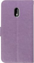Let op type!! Voor Nokia 3.2 Plum Blossom Pattern Diamond Encrusted Leather Case met Holder & Card Slots & Wallet(Purple)