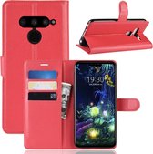 Litchi Texture horizontale flip lederen tas voor LG V50 ThinQ 5G, met portemonnee en houder en kaartsleuven (rood)