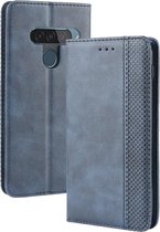 Magnetische gesp retro gekke paard textuur horizontale flip lederen case voor LG G8S ThinQ, met houder en kaartsleuven en fotolijst (blauw)