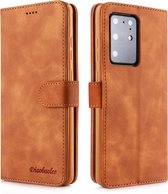 Voor Galaxy S20 + Diaobaolee Pure Fresh Grain horizontale flip lederen tas met houder en kaartsleuven (geel)