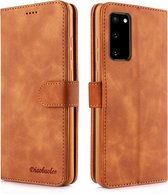 Voor Galaxy S20 Diaobaolee Pure Fresh Grain Horizontale Flip Leather Case met houder en kaartsleuven (geel)