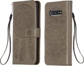 Voor Galaxy S10 Plus Dream Catcher afdrukken Horizontale flip lederen tas met houder & kaartsleuven & portemonnee & lanyard (grijs)