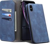 PU + TPU horizontale flip lederen tas met houder en kaartsleuven en portemonnee voor iPhone X / XS (blauw)