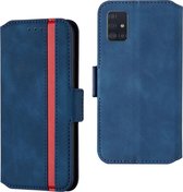 Voor Galaxy A71 Retro Frosted Oil Side Horizontal Flip Case met houder en kaartsleuven (blauw)
