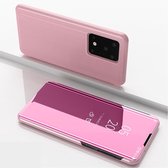 Voor Galaxy S20 Ultra vergulde spiegel horizontale flip lederen tas met houder (rose goud)