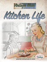 Vintage mom coloring books for adults - Kitchen life - grayscale coloring books for adults