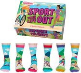 Mismatched 6 verschillende dames sokken - cadeau doosje - sportieve afbeeldingen - 6 sokken - maat 37 - 42