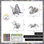 3D Kleur puzzel (krekel, vlinder, zwaan en spin)