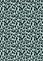 Cadeaupapier Leopard Panter Zwart Mint- Breedte 50 cm - 200m lang