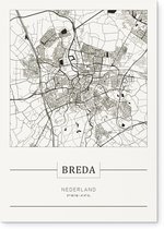 Stadskaart Breda - Plattegrond Breda – city map – Forex muurdecoratie 30 x 40 cm