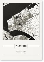 Stadskaart Almere - Plattegrond Almere – city map – Dibond muurdecoratie 30 x 40 cm