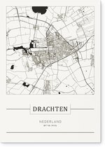 Stadskaart Drachten - Plattegrond Drachten – city map – Forex muurdecoratie 30 x 40 cm