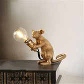 BaykaDecor Gouden Tafellamp - Muisje met Warm Licht - Decoratie - Seletti Replica Nachtlamp - Ideaal voor Kinderkamer - Bureaulamp