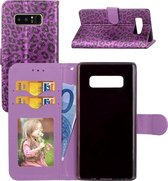 Voor Galaxy Note 8 Luipaardpatroon Horizontaal Leren Flip Case met Houder & Kaartsleuven & Portemonnee & Fotolijst & Lanyard (Paars)