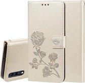 Rose reliëf horizontaal Flip PU lederen tas voor Galaxy A70, met houder & kaartsleuven & portemonnee (goud)