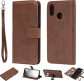 Voor huawei nova 3i effen kleur horizontale flip beschermhoes met houder & kaartsleuven & portemonnee & fotolijst & lanyard (bruin)