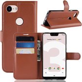 Litchi Texture horizontale flip lederen tas voor Google Pixel 3a XL / Google Pixel 3a XL, met portemonnee en houder en kaartsleuven (bruin)