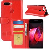 Crazy Horse Texture horizontale flip lederen tas voor OPPO R15 Pro, met portemonnee en houder en kaartsleuven (rood)