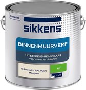 Sikkens - Binnenmuurverf - Muurverf - Mengkleur - Crème wit / RAL 9001 - 2,5 Liter