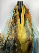 Schilderij met landschap, zomersjaal, 30% zijde met 70% viscose van dunner materiaal