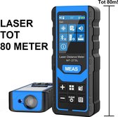 TechU™ Laser Afstandsmeter B3 Blauw - tot 80 Meter ! - Geschikt voor afstand, volume, lengte, hoekmeting, Phytagoras meting