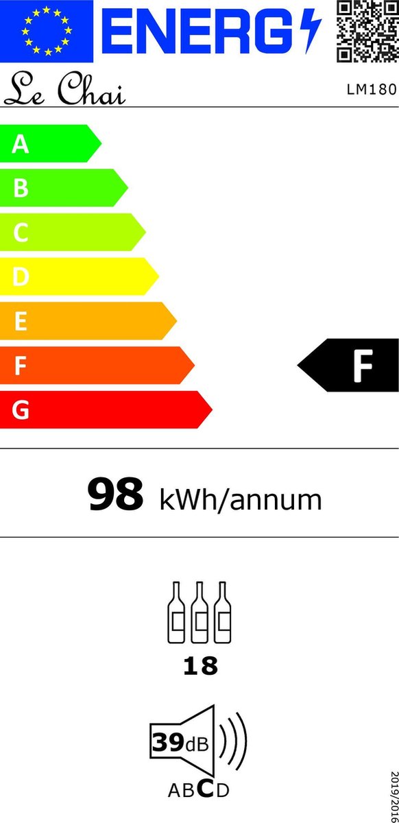 Le Chai LM180 Inbouw Wijnkoeler RVS voor 18 Flessen - afbeelding 2