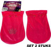 PartyFX Prinses buidel fluweel roze met gouden koord – SET van 2 stuks – bewaartasje / knikkerzakje / opbergzakje