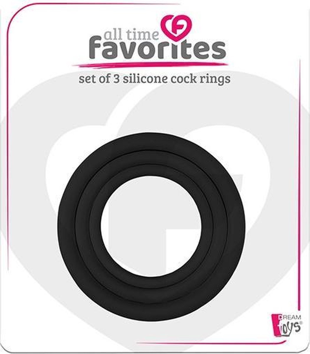 Goedkoopste Dream Toys - All Time Favorites set van 3 penisringen in 3 maten - Zwart